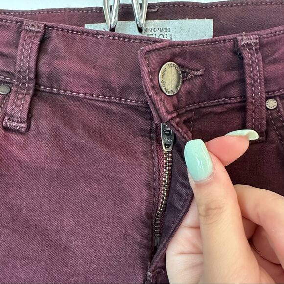 Topshop Leigh High Waisted Purple Skinny Jeans Stretchy Dark Wash Sz 26 - Picture 4 of 11